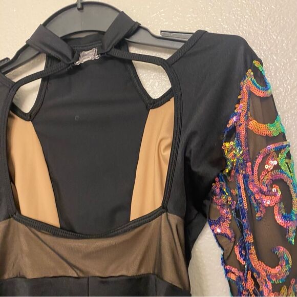 Curtain Call Dance Costume flying solo black sequin leotard J5513 CLA LC child - Picture 4 of 9